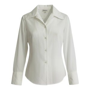 Vintage Jeunique 1960’s Career Blouse Sz 14 White Button Down Dagger Collar